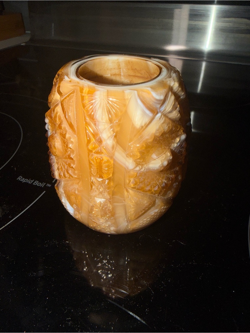 Vintage Imperial Glass Carmel Slag Glass Toothpick Holder.